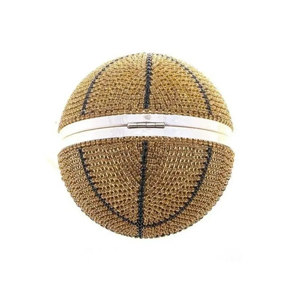 Roomy Sparkly Rhinestone Basketball Crossbody Bag